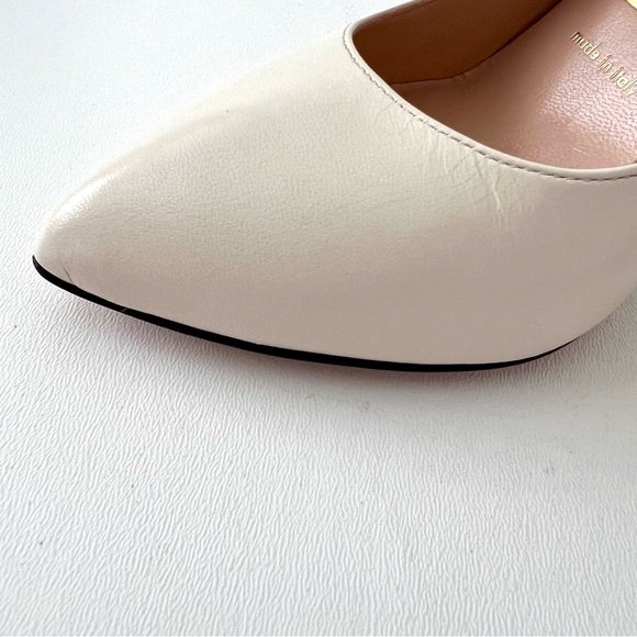 GUCCI | Sylvie Web Stripe Buckle White Leather Pumps EU 36 - Picture 5 of 16